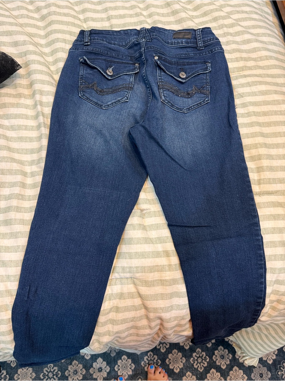 Angels Dark Blue Boyfriend Jeans with Embroidered Back Pockets